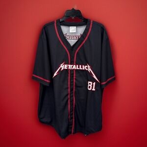 NEW Metallica #81 Band Merch Baseball Jersey Mens Size 4XL Black/Red Embroidered